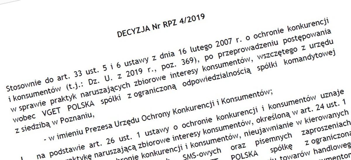UOKiK ukarał VGET za organizowanie pokazów