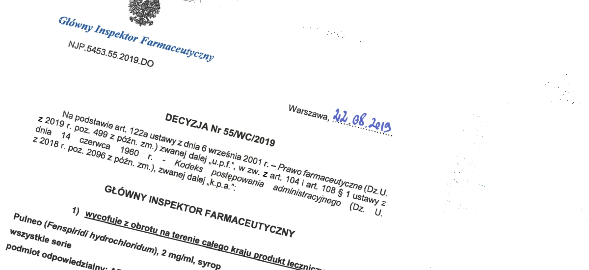 GIF wycofał ze sprżedaży syropy Pulneo