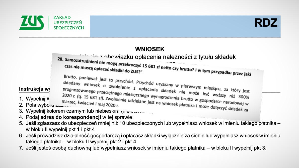 Umorzenie składek. Podałeś we wniosku przychód netto? Według ZUS-u poswiadczyłeś nieprawdę
