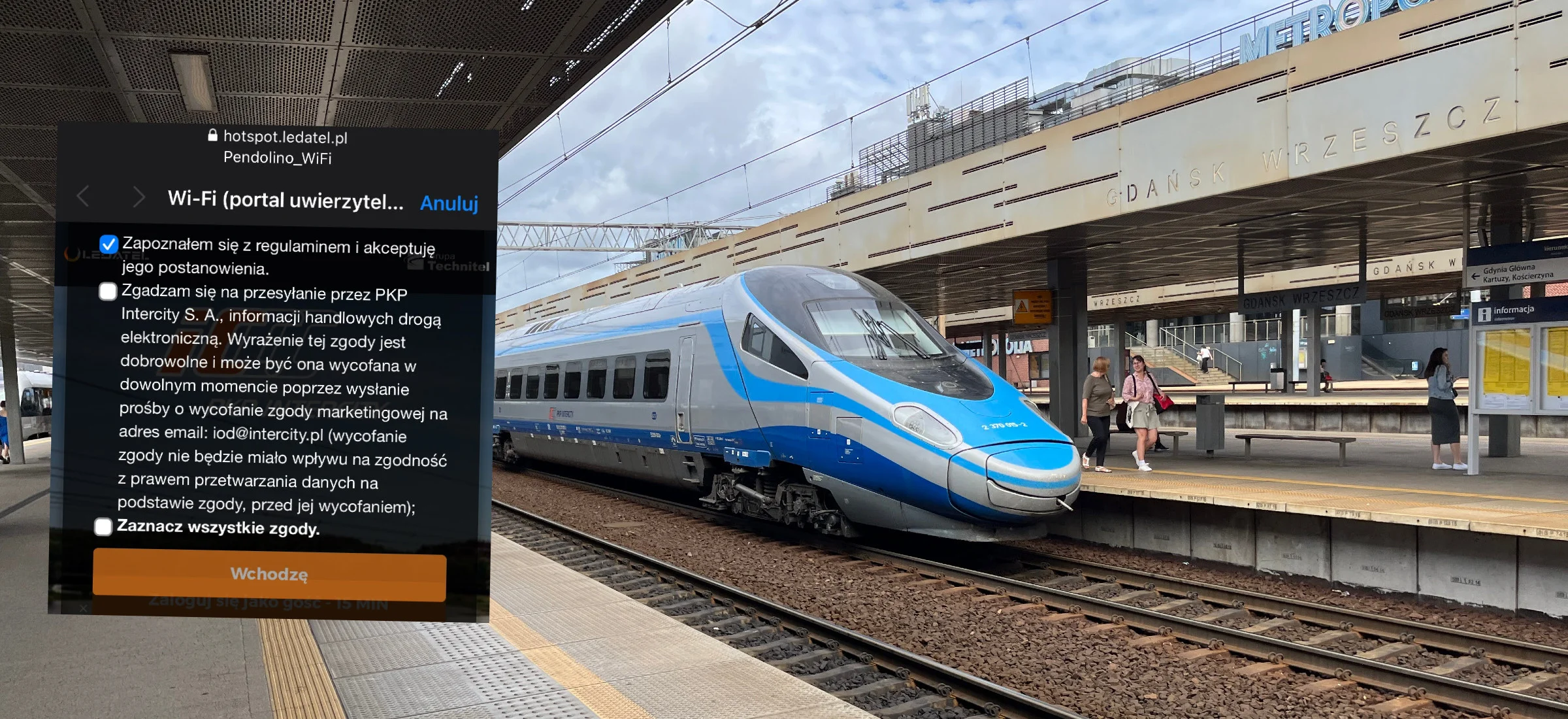 Chciałem skorzystać z wi-fi w pendolino. Oto na co musiałem się zgodzić