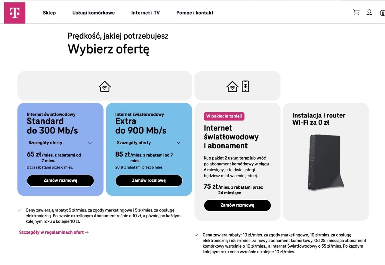 t-mobile światłowód